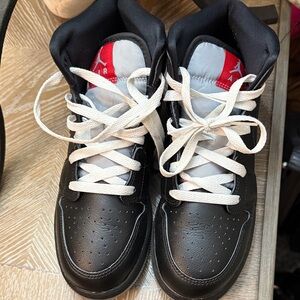 Jordan Kids Black and White Sneakers with Red Highlights